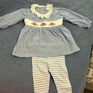 Cecil and Lou thanksgiving smocked turkey outfit